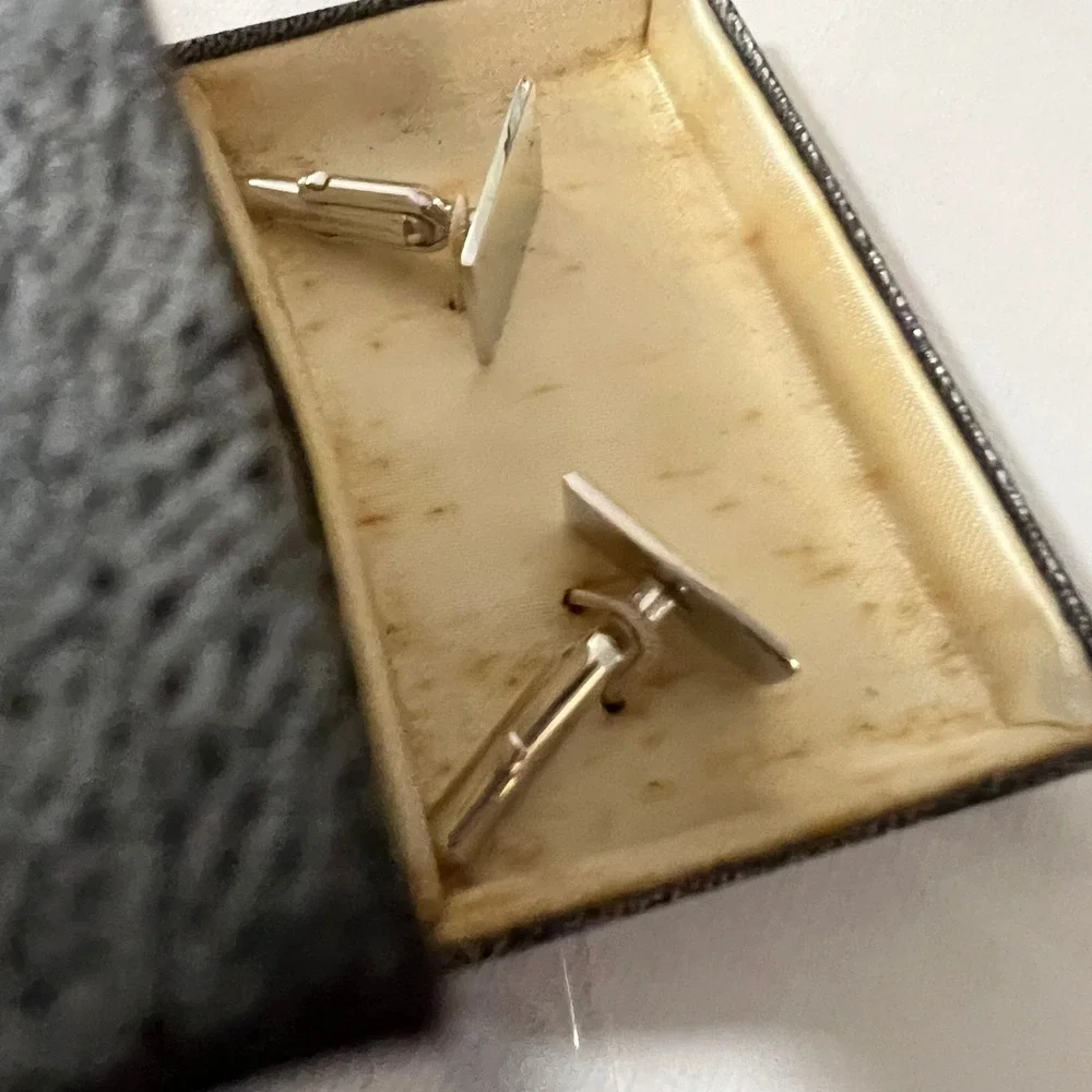 Vintage Mens Cufflinks Lot 4 Pair Swank Anson Silver Gold Green Stone Boxed